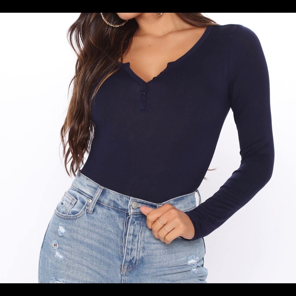 FashionNova Navy Henley Tee